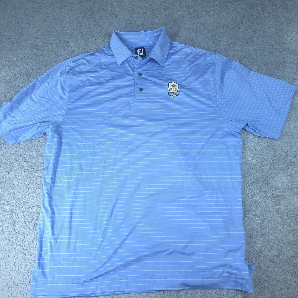 FootJoy Polo Shirt Mens XL Blue Kansas City Cup Striped Performance Stretch